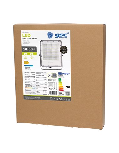 Proyector aluminio LED 200W 6500K IP65 Gris
