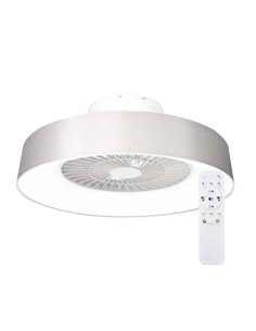 Ventilador de teto com caixa cinza e controle remoto