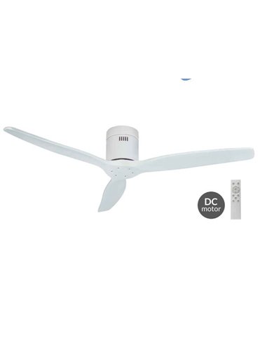 Ventilador de techo con mando 52' motor DC 3 aspas Madera blanco