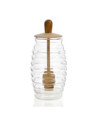 Tarro de miel vidrio/madera ø5,5x15,5cm MS66068 Andrea House