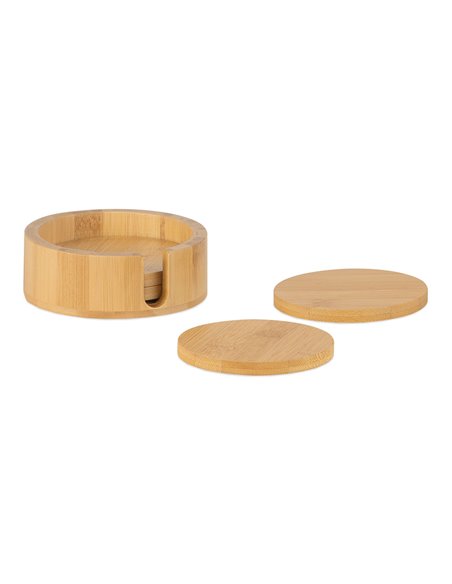 Posavasos de bambú con soporte ø11x4cm MS72076 Andrea House