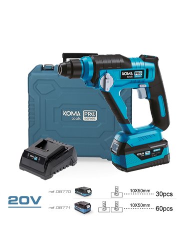 Kit taladro perforador 20V con batería y cargador Koma Tools Pro Series Battery