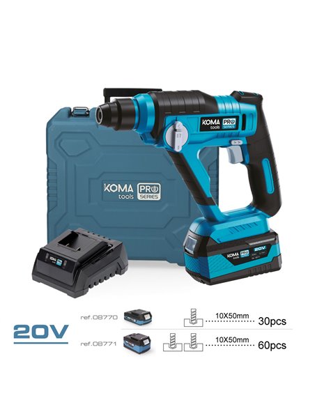 Kit taladro perforador 20V con batería y cargador Koma Tools Pro Series Battery