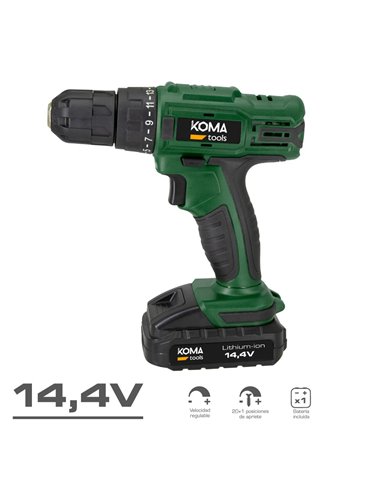 Taladro atornillador a batería 14.4 1.500mAh maletín Koma Tools