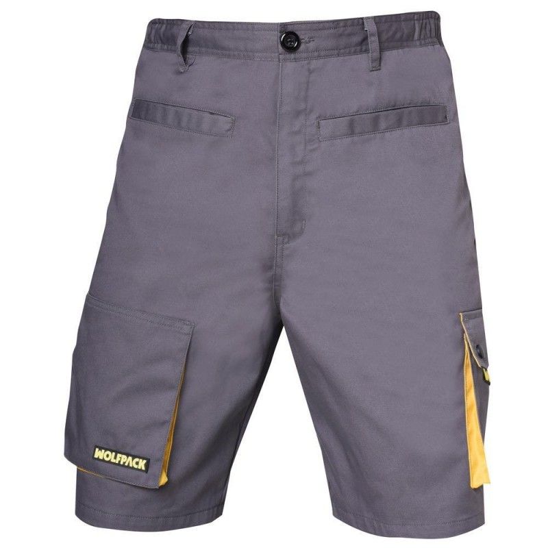 Calça Curta de Trabalho Cinza/Amarela Tamanho 42/44 M