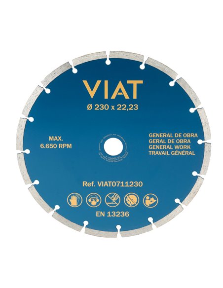 Disco de diamante corte en seco ø230x3x22,23mm Viat0711230 Viat