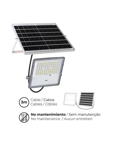 Foco proyector LED solar 200W 1.500lm 6.500K IP65 EDM