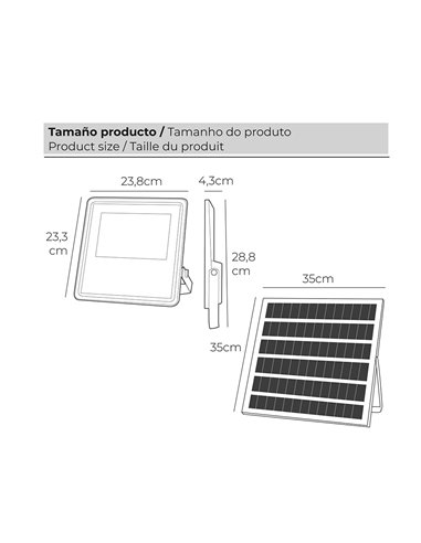 Foco proyector LED solar 200W 1.500lm 6.500K IP65 EDM