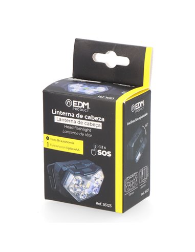 Linterna frontal a pilas 5W + 8x1W 400lm 9 LEDs EDM