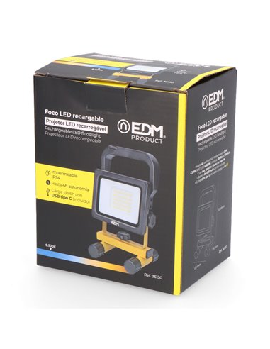 Foco LED recargable 20W 2000lm 6500K 2x2000mAh EDM