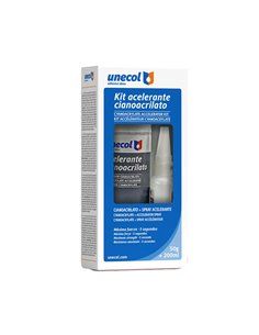 Kit acelerante + ciano m. porosos, bot. 50g + aeros. 200ml A7156 Unecol 2