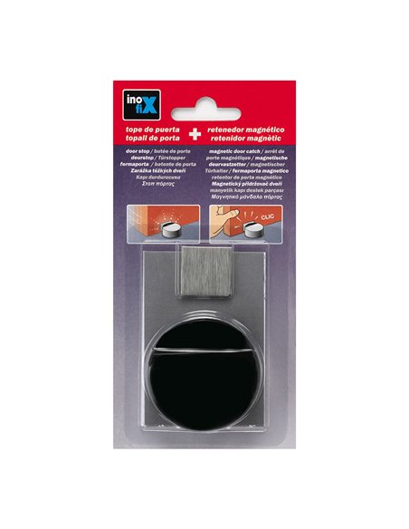 Tope Adhesivo y Retenedor Magnético Negro Mate 2037-8 Inofix