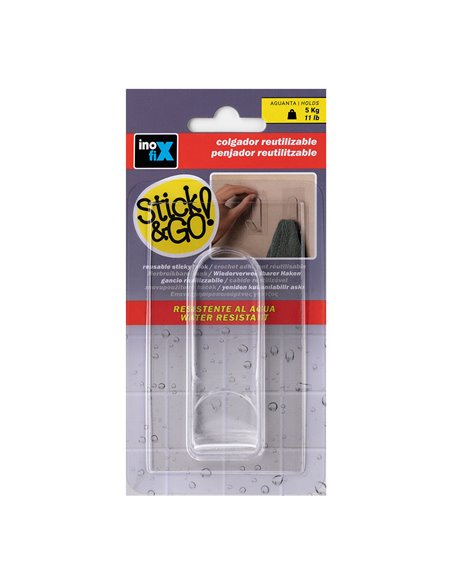 Colgador Adherente Reutilizable 'J' Transparente 1296-0 Inofix