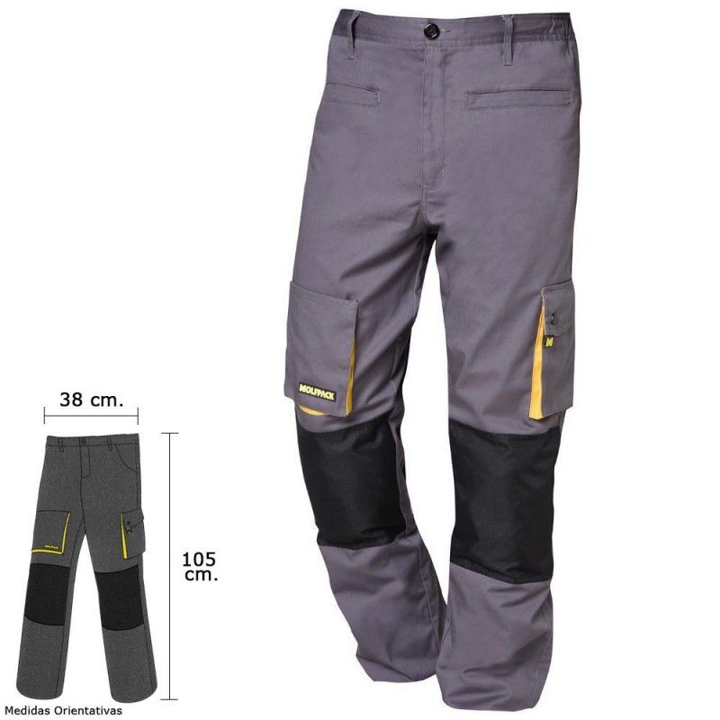 Pantalon Gris/Amarillo Largo Talla 38/40 S