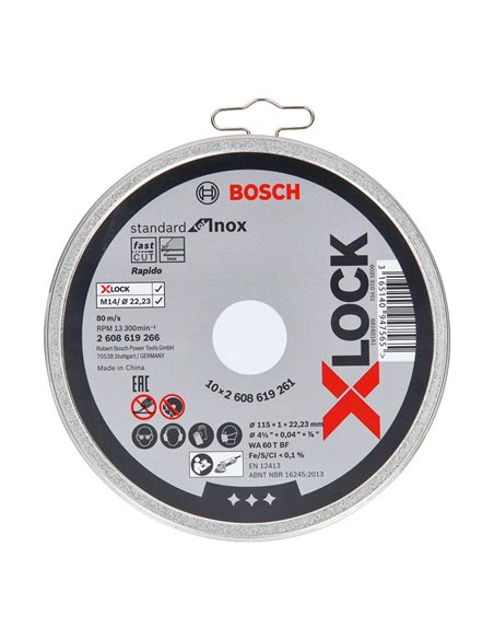 Lata con 10 discos de corte X-Lock Standard for Inox115x1mm Bosch