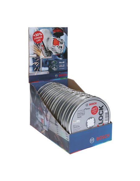 Lata con 10 discos de corte X-Lock Standard for Inox115x1mm Bosch