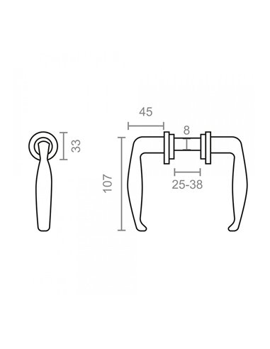 Blister juego de manillas para puerta metalica 232 25-38mm negro EDM