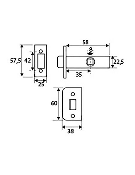 Blister picaporte tubular c/c PCT03 45mm NS EDM