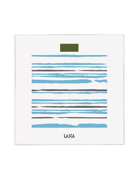 Báscula electrónica blanca con rayas 150kg PS1074 Laica