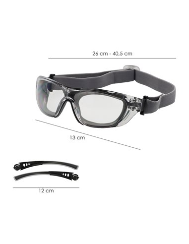 Óculos de segurança acolchoados, lentes...