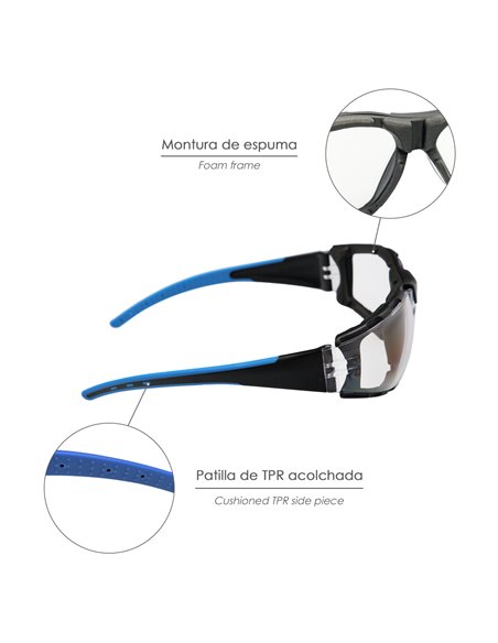 Lentes transparentes acolchoadas dos vidros de segurança com templos emborrachados EN/166