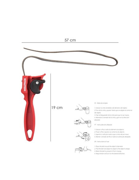 Chave abridora de fita Ø 5 a Ø 16 cm.