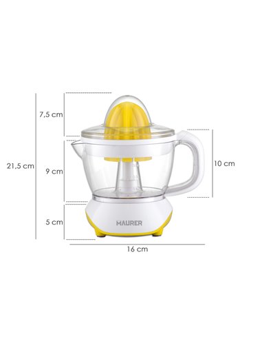 Espremedor elétrico de laranja 25 Watts. Capacidade 700ml.