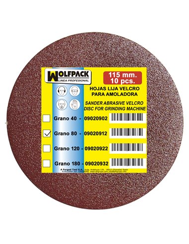 Lija Recambio Velcro Para Amoladora Ø 115 mm. Grano  80 (10 Piezas)