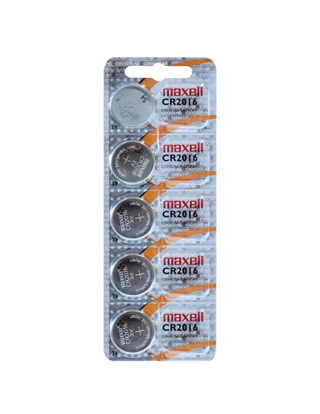 Blister 5 Pilas botón litio Maxell CR2016