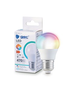 Lámpara LED esférica inteligente 5,5W E27 RGB + CTT regulable 2
