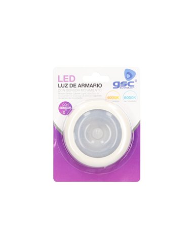 Luz de armario LED redonda con sensor de movimiento 0,5W 6000K