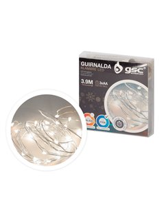 Guirnalda alambre LED 3,9M 3xAA Luz fría 2
