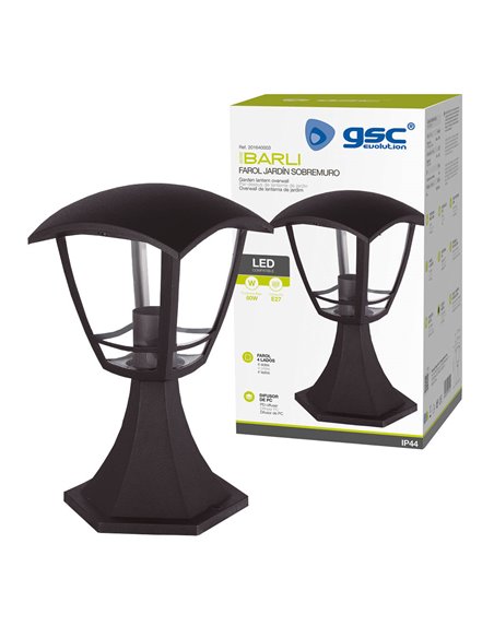 Farol jardin PP.brazo abajo E27 60W Negro (copia)