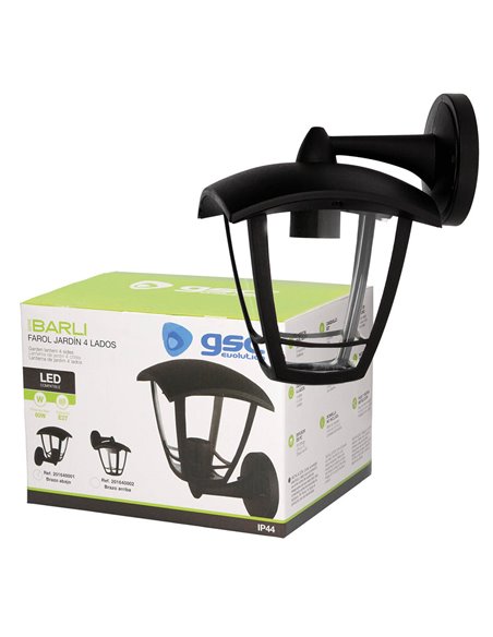 Farol jardin PP.brazo abajo E27 60W Negro (copia)