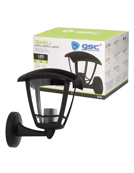 Farol jardin PP.brazo abajo E27 60W Negro