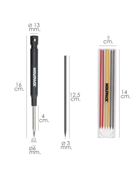 Lapiz Carpintero Portaminas Con 6+1 Recargas Cera Marcadora, Tiza Marcadora, Trazador, Rotulador Marcador, Rotulador Obra,