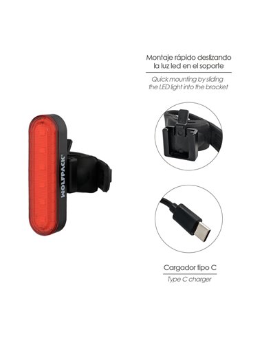 Luz traseira LED para bicicleta/scooter - 100 lúmens e 4 modos