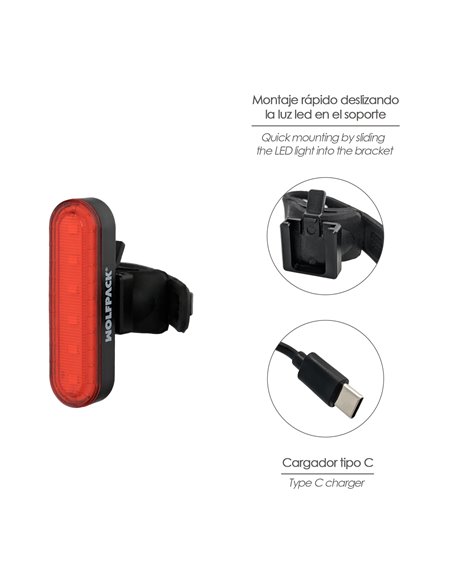 Luz Led Trasera Para Bicicleta / Patinete 100 Lumenes (4 Modos) Bateria Recargable USB