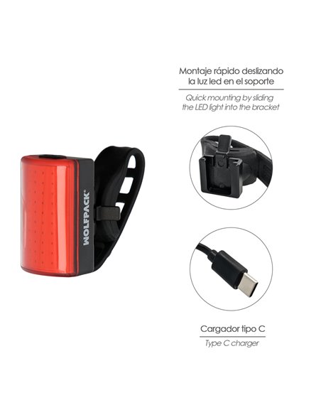 Luz Led Trasera Para Bicicleta / Patinete 120 Lumenes (8 Modos) Bateria Recargable USB