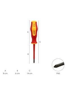 Destornillador Phillips Aislado Certificado VDE 1.000 V. Medida PH 0 - 3,0 x 60 mm. Destornillador Seguridad Electricista 2