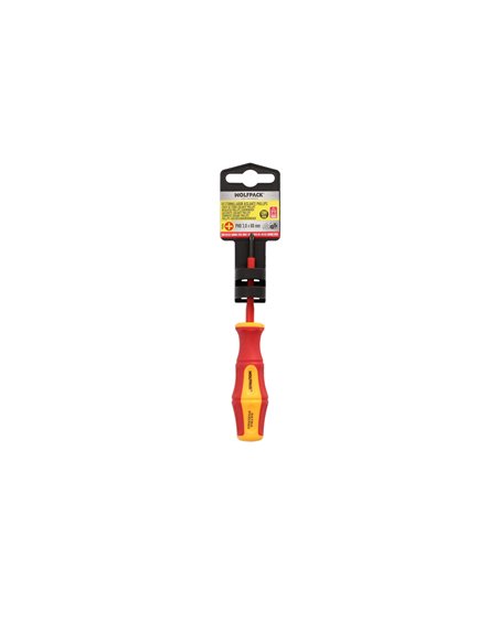 Destornillador Phillips Aislado Certificado VDE 1.000 V. Medida PH 0 - 3,0 x 60 mm. Destornillador Seguridad Electricista