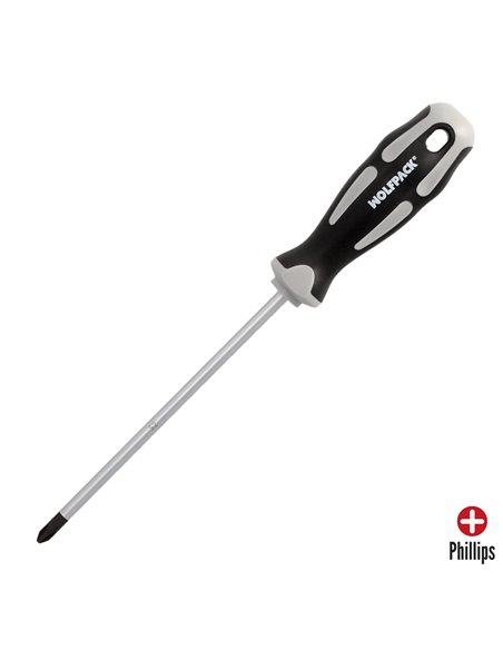 Destornillador Phillips Acero S2 Mango TPR Bimaterial. Medida PH 2 x Ø 6,0 x 150 mm.  DIN5262.