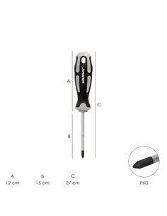 Destornillador Phillips Acero S2 Mango TPR Bimaterial. Medida PH 3 x Ø 8,0 x 150 mm.  DIN5262. 2
