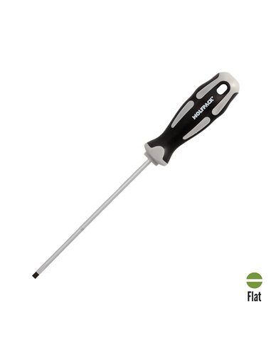 Destornillador Plano Vaciado Acero S2 Mango TPR Bimaterial. Medida 0,8 x Ø 4,0 x 125 mm.  DIN5265