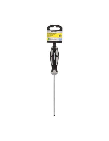 Destornillador Plano Vaciado Acero S2 Mango TPR Bimaterial. Medida 0,8 x Ø 4,0 x 125 mm.  DIN5265