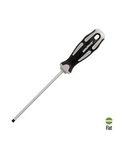 Destornillador Plano Vaciado Acero S2 Mango TPR Bimaterial. Medida 1,0 x Ø 5,0 x 125 mm. DIN5265