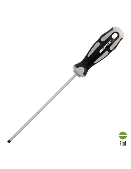 Destornillador Plano Vaciado Acero S2 Mango TPR Bimaterial. Medida 1,0 x Ø 5,0 x 150 mm.  DIN5265
