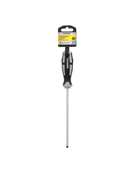 Destornillador Plano Vaciado Acero S2 Mango TPR Bimaterial. Medida 1,0 x Ø 5,0 x 150 mm.  DIN5265