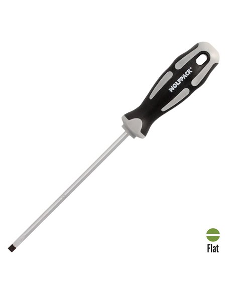 Destornillador Plano Vaciado Acero S2 Mango TPR Bimaterial. Medida 1,2 x Ø 6,0 x 150 mm.  DIN5265