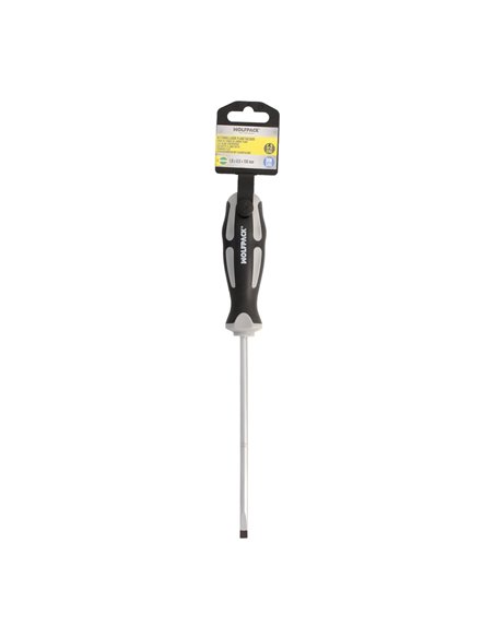 Destornillador Plano Vaciado Acero S2 Mango TPR Bimaterial. Medida 1,2 x Ø 6,0 x 150 mm.  DIN5265